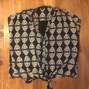 Forever 21 Printed Tie-Front Button Down